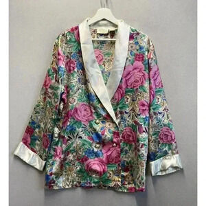 Vintage‎ 90s Victoria's Secret Size M Gold Label Floral Lightweight Silky Shirt